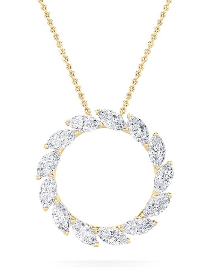 2Cttw Marquise Shaped Lab Grown Diamond (F/VS) Circle Necklace in 14K Gold