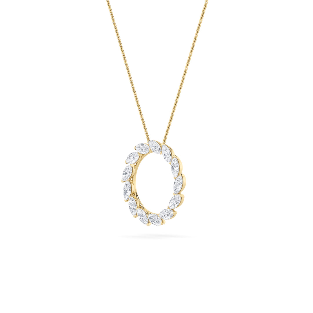 2Cttw Marquise Shaped Lab Grown Diamond (F/VS) Circle Necklace in 14K Gold