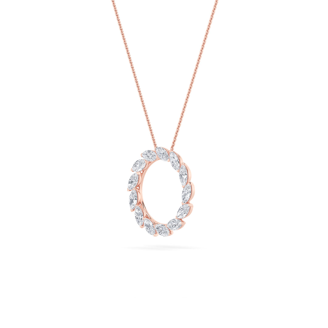 2Cttw Marquise Shaped Lab Grown Diamond (F/VS) Circle Necklace in 14K Gold