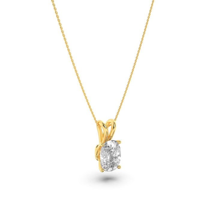 1CTW Elongated Cushion Shaped Lab Grown Diamond (F/VS) Split Bale Solitaire Pendant in 14K Gold