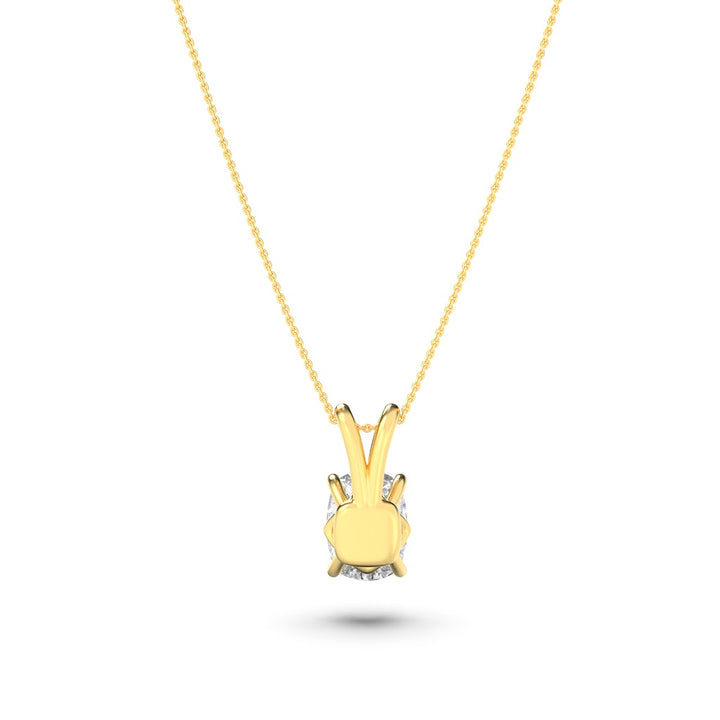 1CTW Elongated Cushion Shaped Lab Grown Diamond (F/VS) Split Bale Solitaire Pendant in 14K Gold