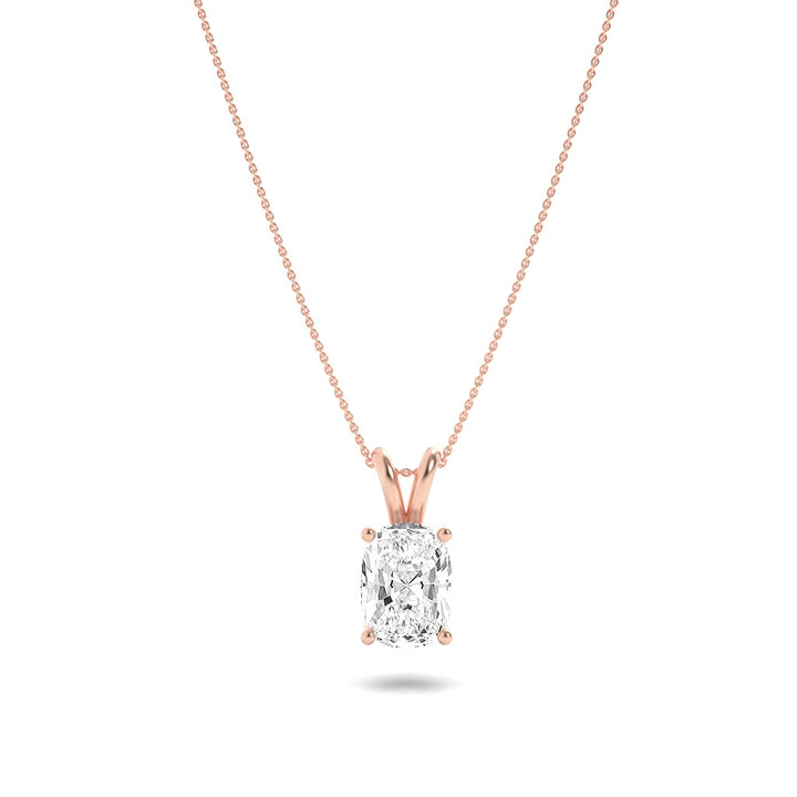 1CTW Elongated Cushion Shaped Lab Grown Diamond (F/VS) Split Bale Solitaire Pendant in 14K Gold
