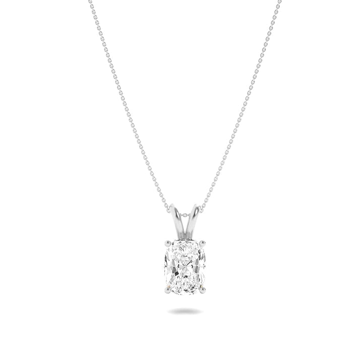 2Cttw Elongated Cushion Shaped Lab Grown Diamond (F/VVS) Split Bale Solitaire Pendant in 14K Gold