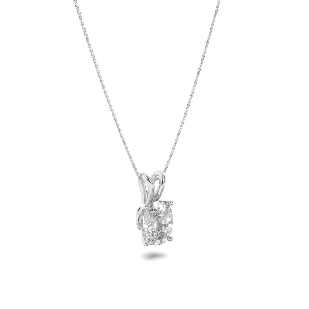 2Cttw Elongated Cushion Shaped Lab Grown Diamond (F/VVS) Split Bale Solitaire Pendant in 14K Gold