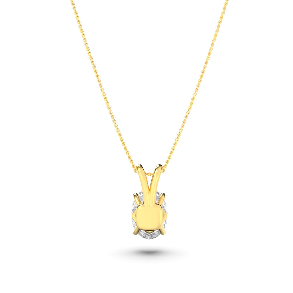 1CTW Oval Shaped Lab Grown Diamond (F/VS) Split Bale Solitaire Pendant in 14K Gold