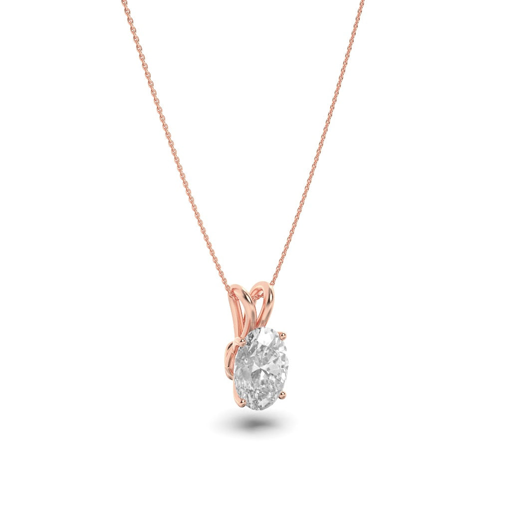 1CTW Oval Shaped Lab Grown Diamond (F/VS) Split Bale Solitaire Pendant in 14K Gold