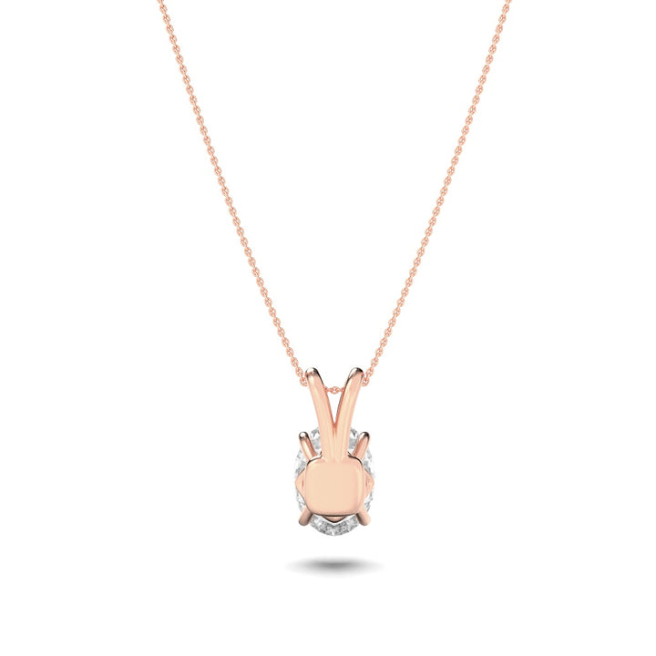 1CTW Oval Shaped Lab Grown Diamond (F/VS) Split Bale Solitaire Pendant in 14K Gold