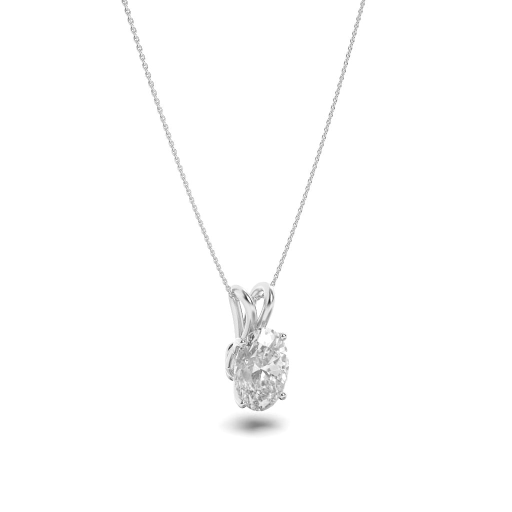 2Cttw Oval Shaped Lab Grown Diamond (F/VS) Split Bale Solitaire Pendant in 14K Gold