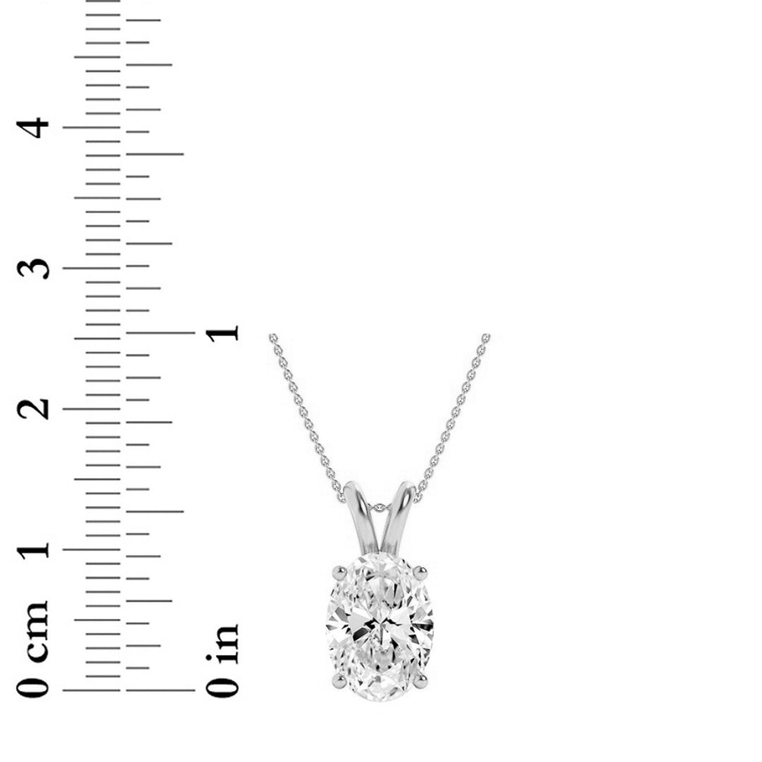 2Cttw Oval Shaped Lab Grown Diamond (F/VS) Split Bale Solitaire Pendant in 14K Gold