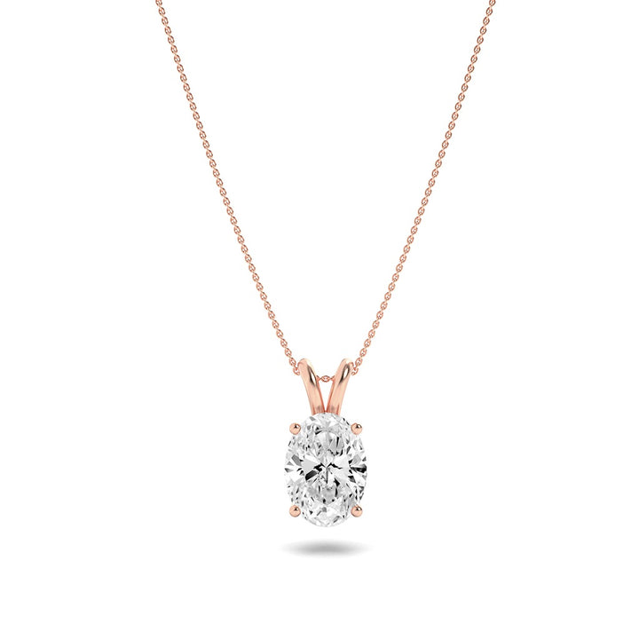 2Cttw Oval Shaped Lab Grown Diamond (F/VS) Split Bale Solitaire Pendant in 14K Gold