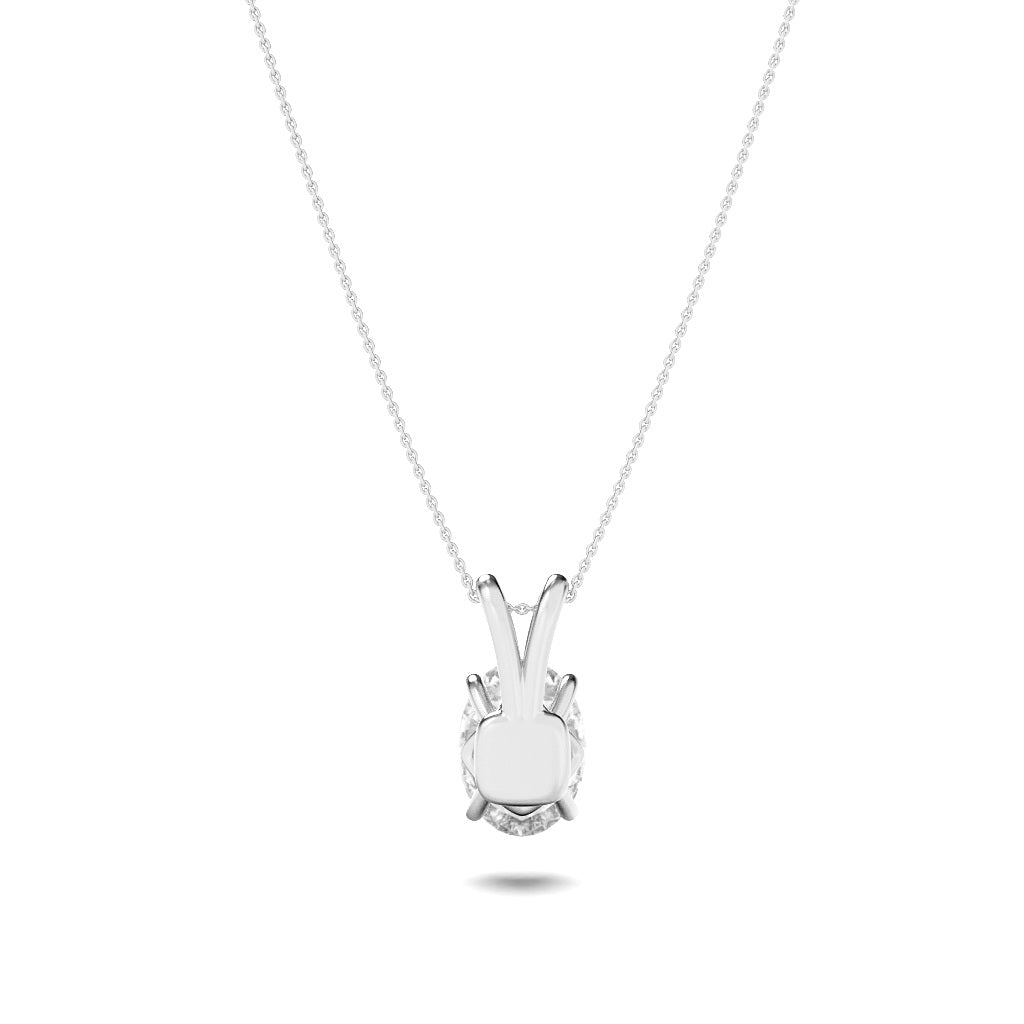 3Cttw Oval Shaped Lab Grown Diamond (F/VS) Split Bale Solitaire Pendant in 14K Gold