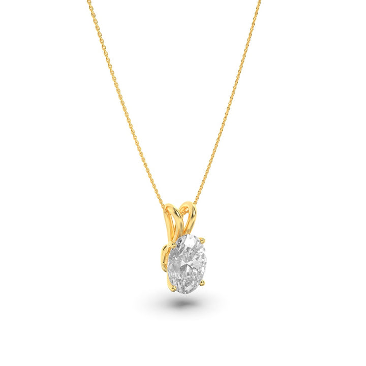 3Cttw Oval Shaped Lab Grown Diamond (F/VS) Split Bale Solitaire Pendant in 14K Gold