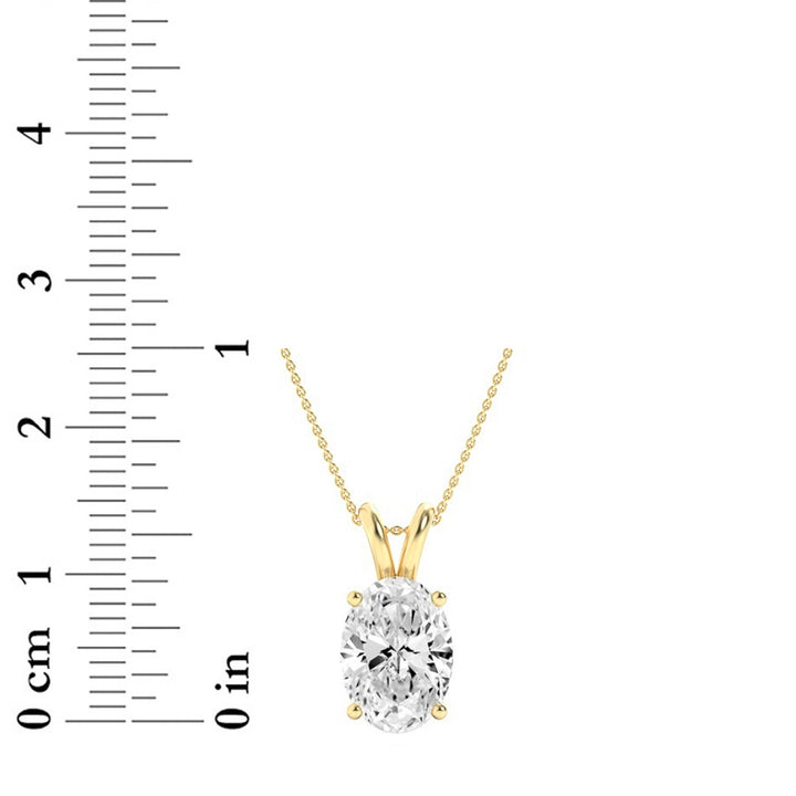 3Cttw Oval Shaped Lab Grown Diamond (F/VS) Split Bale Solitaire Pendant in 14K Gold
