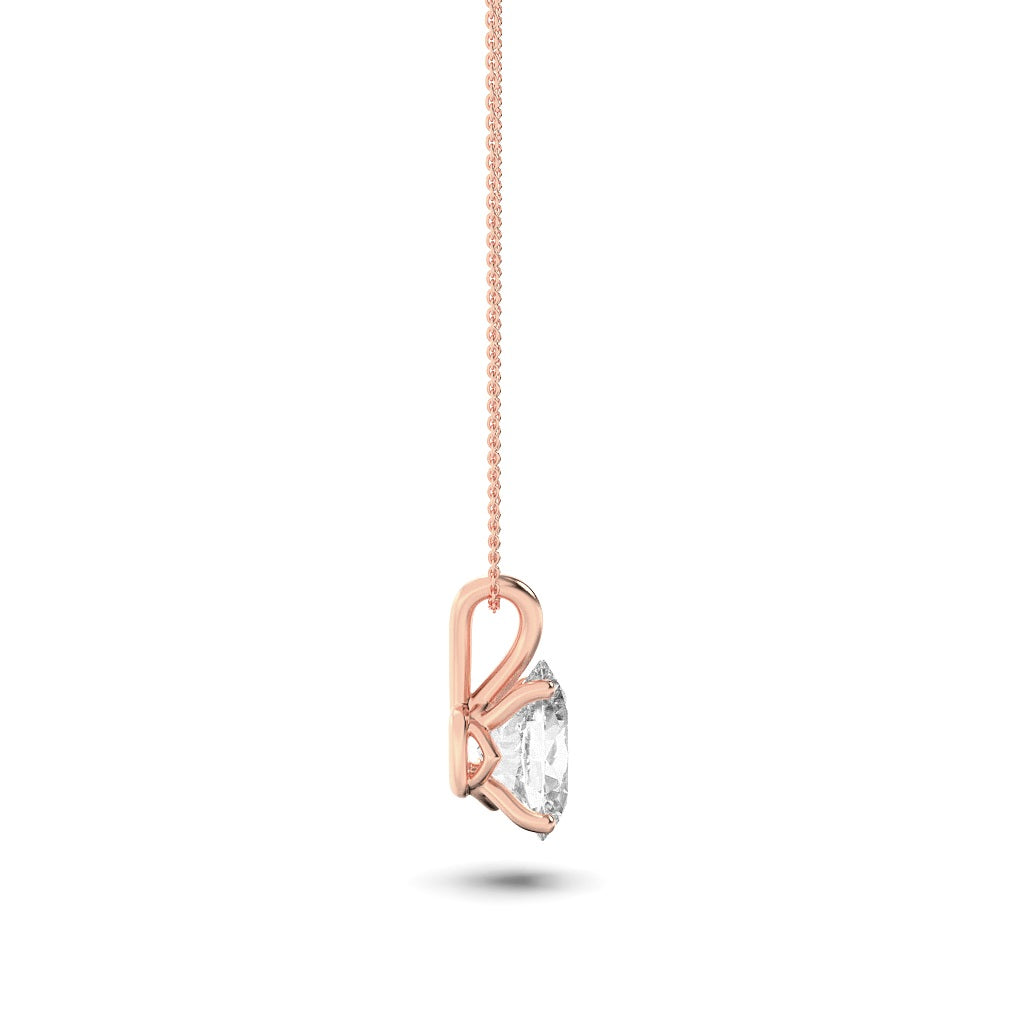 3Cttw Oval Shaped Lab Grown Diamond (F/VS) Split Bale Solitaire Pendant in 14K Gold