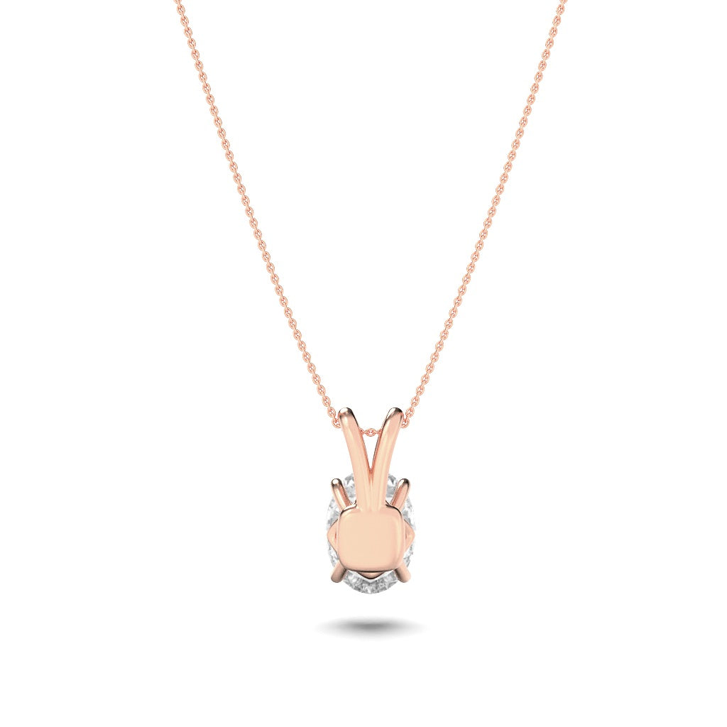 3Cttw Oval Shaped Lab Grown Diamond (F/VS) Split Bale Solitaire Pendant in 14K Gold