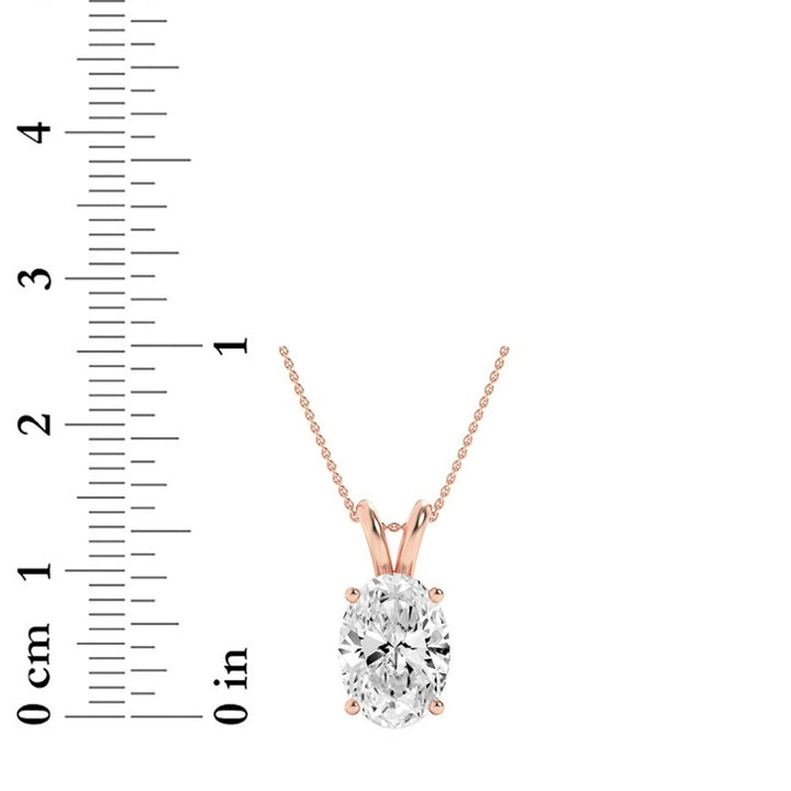 3Cttw Oval Shaped Lab Grown Diamond (F/VS) Split Bale Solitaire Pendant in 14K Gold