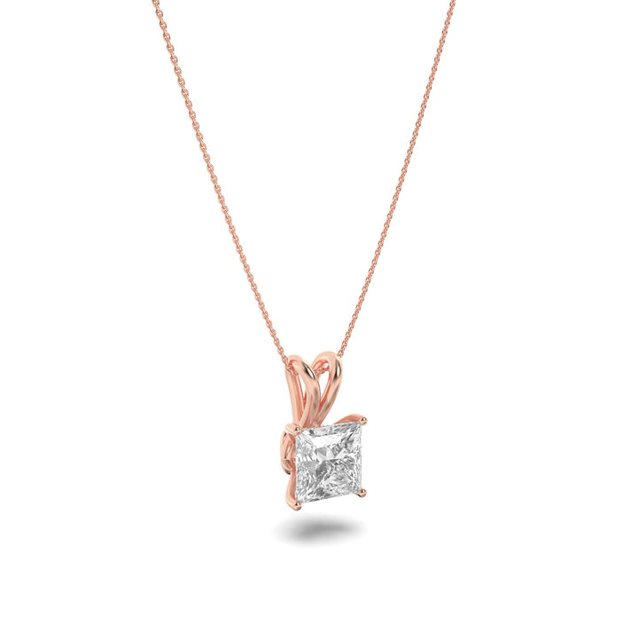 1CTW Princess Shaped Lab Grown Diamond (F/VS) Split Bale Solitaire Pendant in 14K Gold