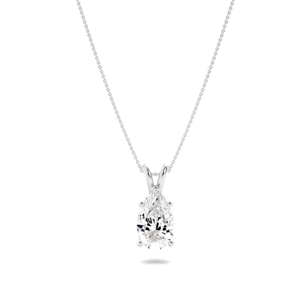 1CTW Pear Shaped Lab Grown Diamond (F/VS) Split Bale Solitaire Pendant in 14K Gold