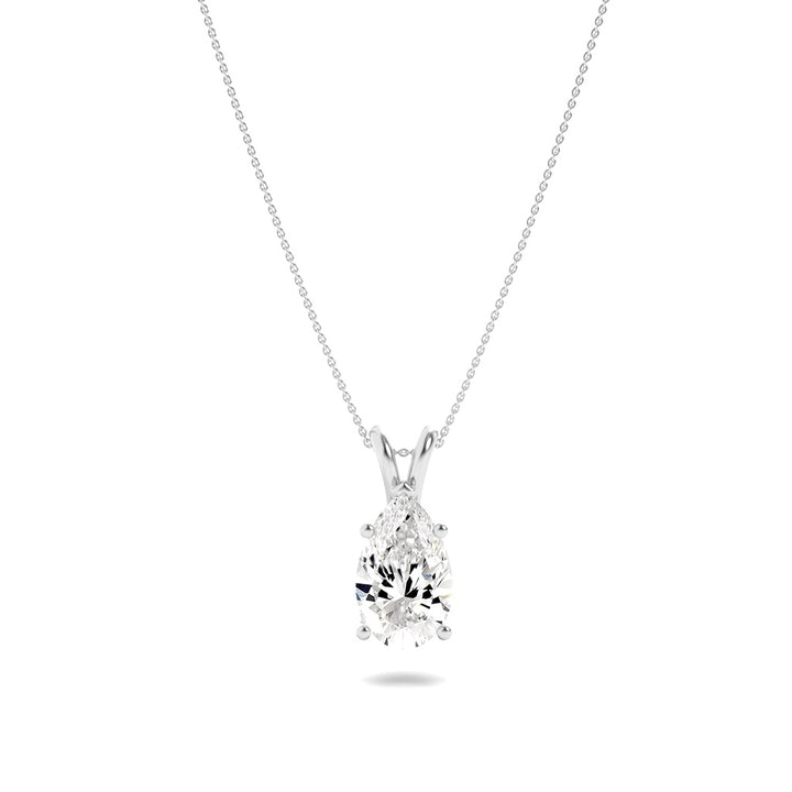 1CTW Pear Shaped Lab Grown Diamond (F/VS) Split Bale Solitaire Pendant in 14K Gold
