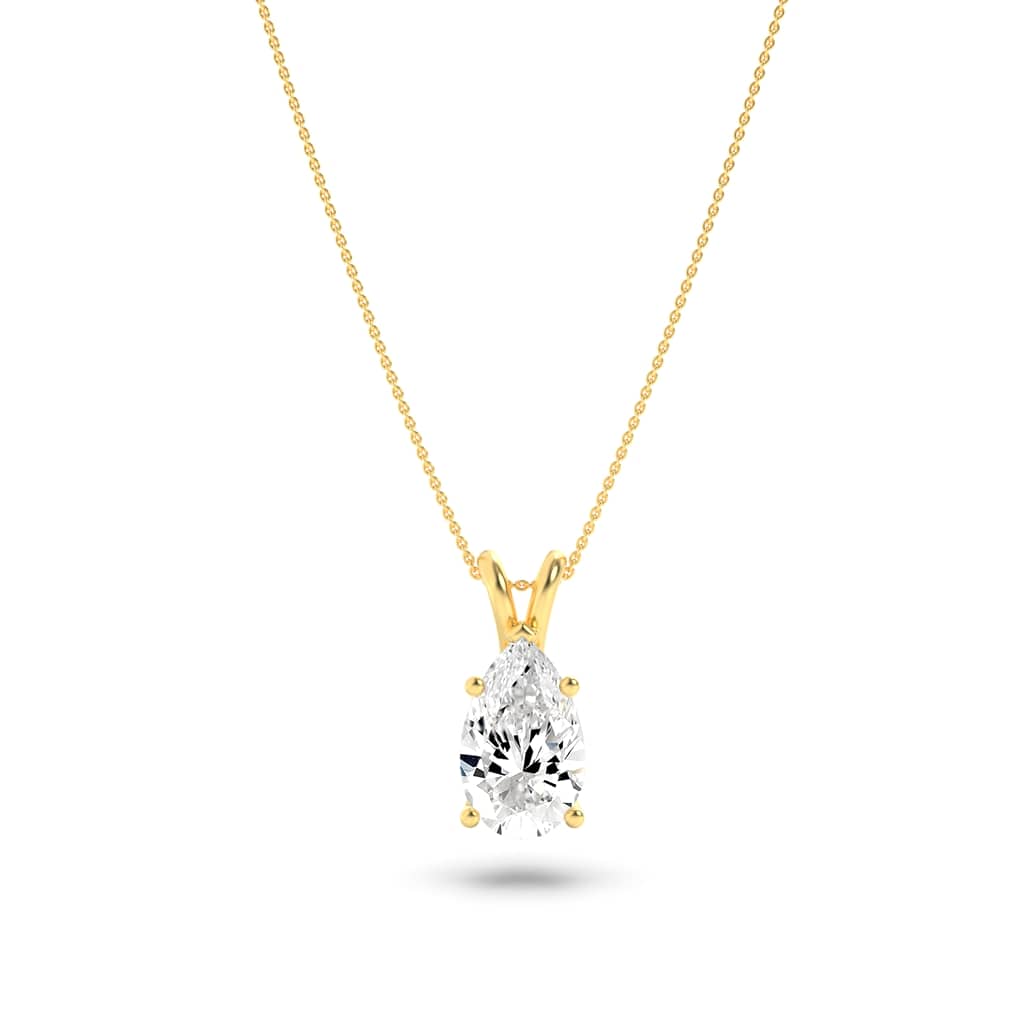 1CTW Pear Shaped Lab Grown Diamond (F/VS) Split Bale Solitaire Pendant in 14K Gold