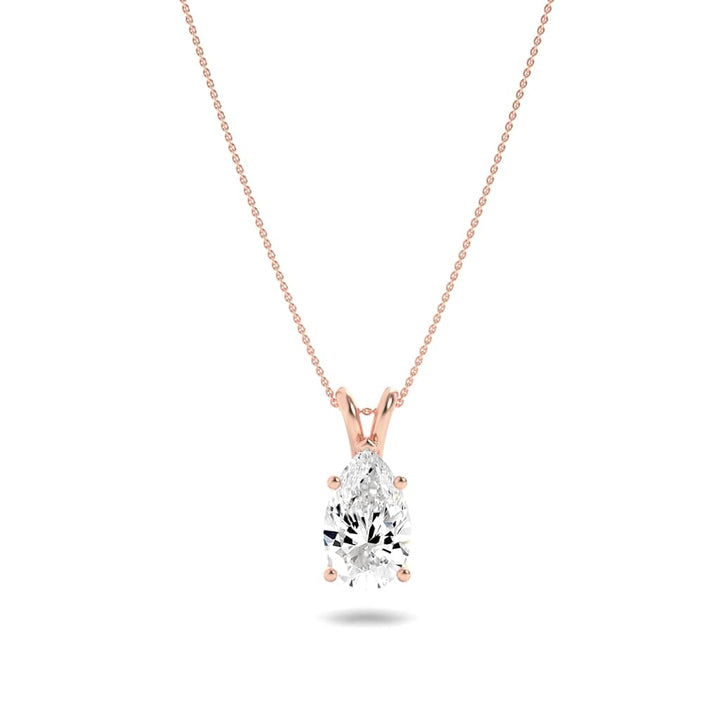1CTW Pear Shaped Lab Grown Diamond (F/VS) Split Bale Solitaire Pendant in 14K Gold
