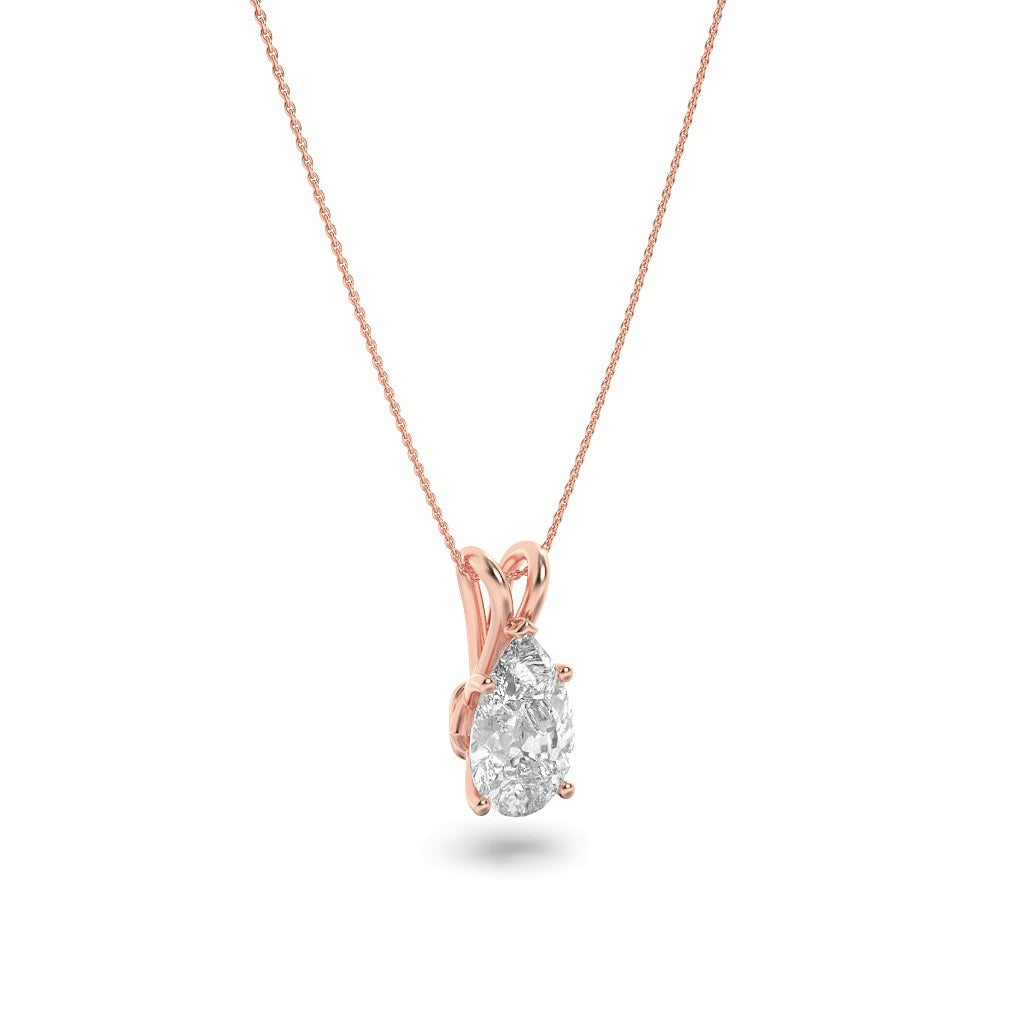 1CTW Pear Shaped Lab Grown Diamond (F/VS) Split Bale Solitaire Pendant in 14K Gold