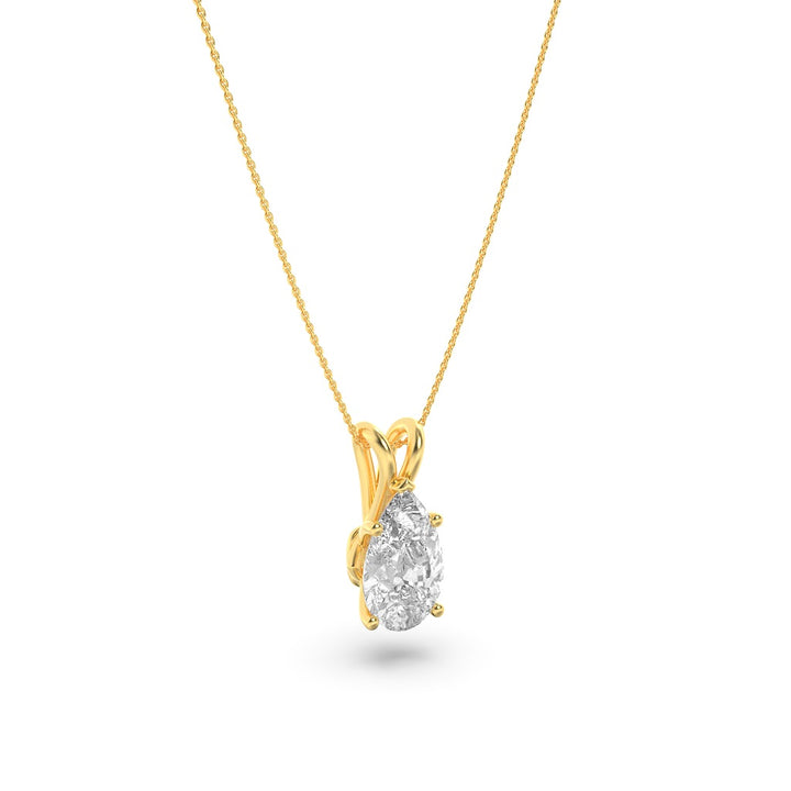 2Cttw Pear Shaped Lab Grown Diamond (F/VS) Split Bale Solitaire Pendant in 14K Gold