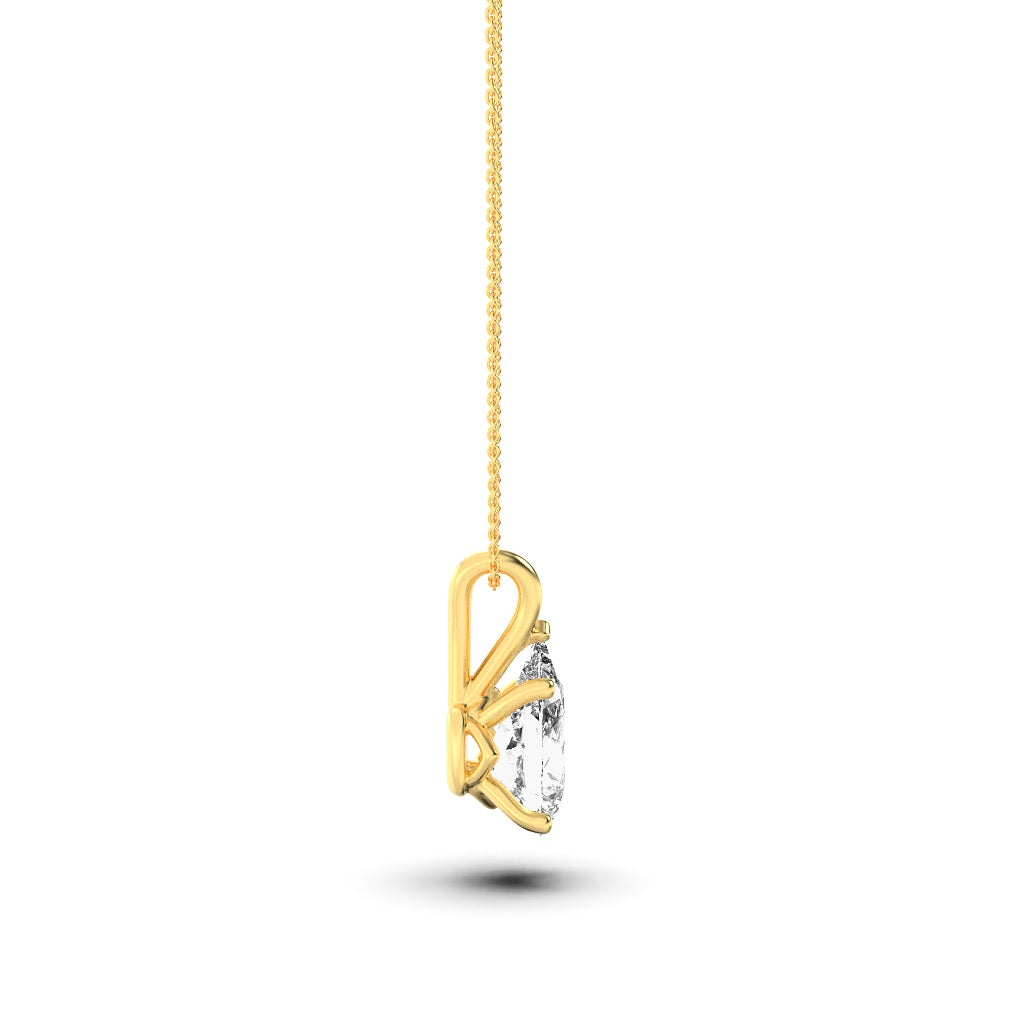2Cttw Pear Shaped Lab Grown Diamond (F/VS) Split Bale Solitaire Pendant in 14K Gold