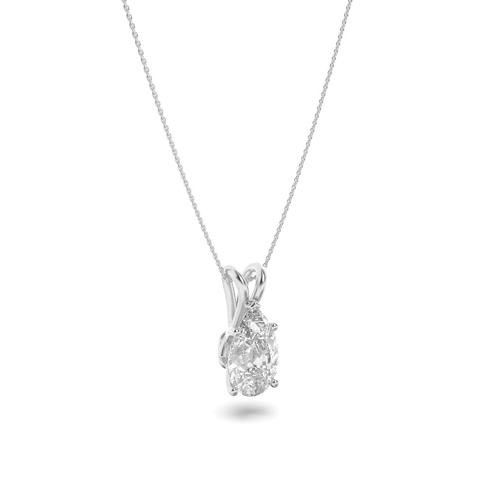 3Cttw Pear Shaped Lab Grown Diamond (F/VS) Split Bale Solitaire Pendant in 14K Gold