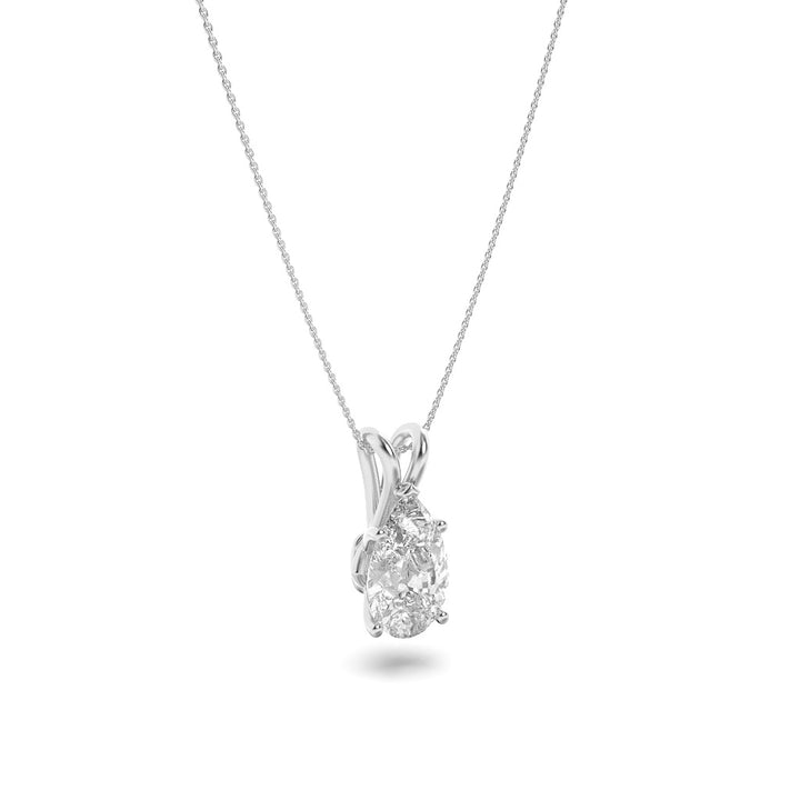 3Cttw Pear Shaped Lab Grown Diamond (F/VS) Split Bale Solitaire Pendant in 14K Gold