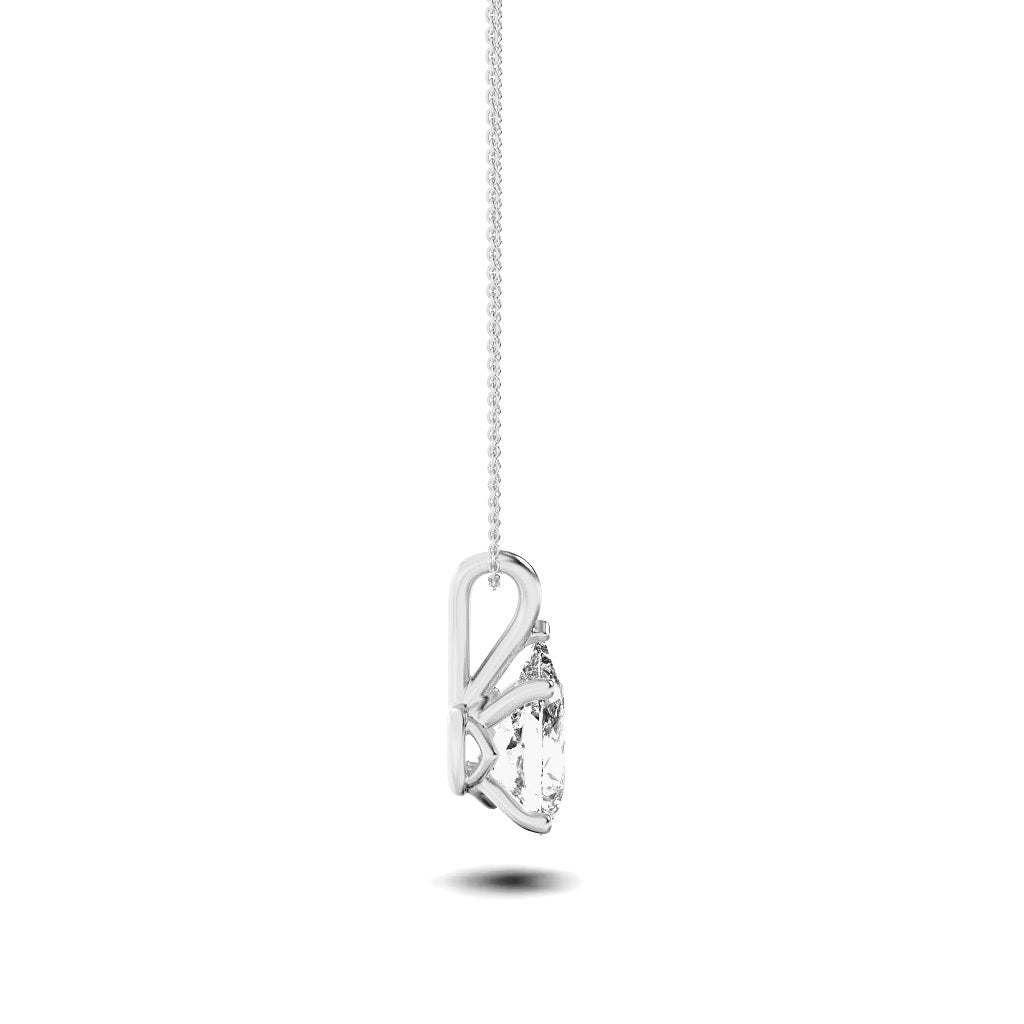 3Cttw Pear Shaped Lab Grown Diamond (F/VS) Split Bale Solitaire Pendant in 14K Gold