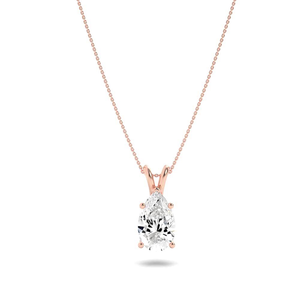 3Cttw Pear Shaped Lab Grown Diamond (F/VS) Split Bale Solitaire Pendant in 14K Gold