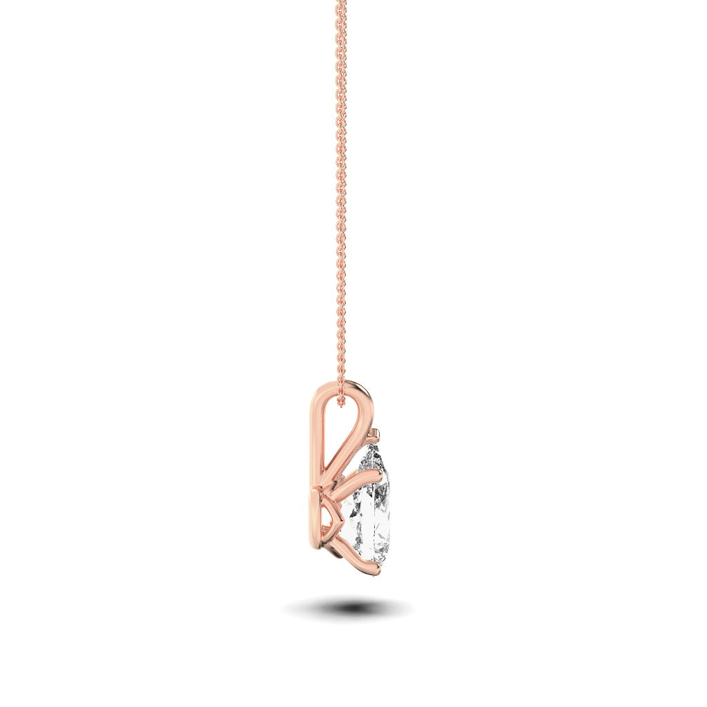 3Cttw Pear Shaped Lab Grown Diamond (F/VS) Split Bale Solitaire Pendant in 14K Gold