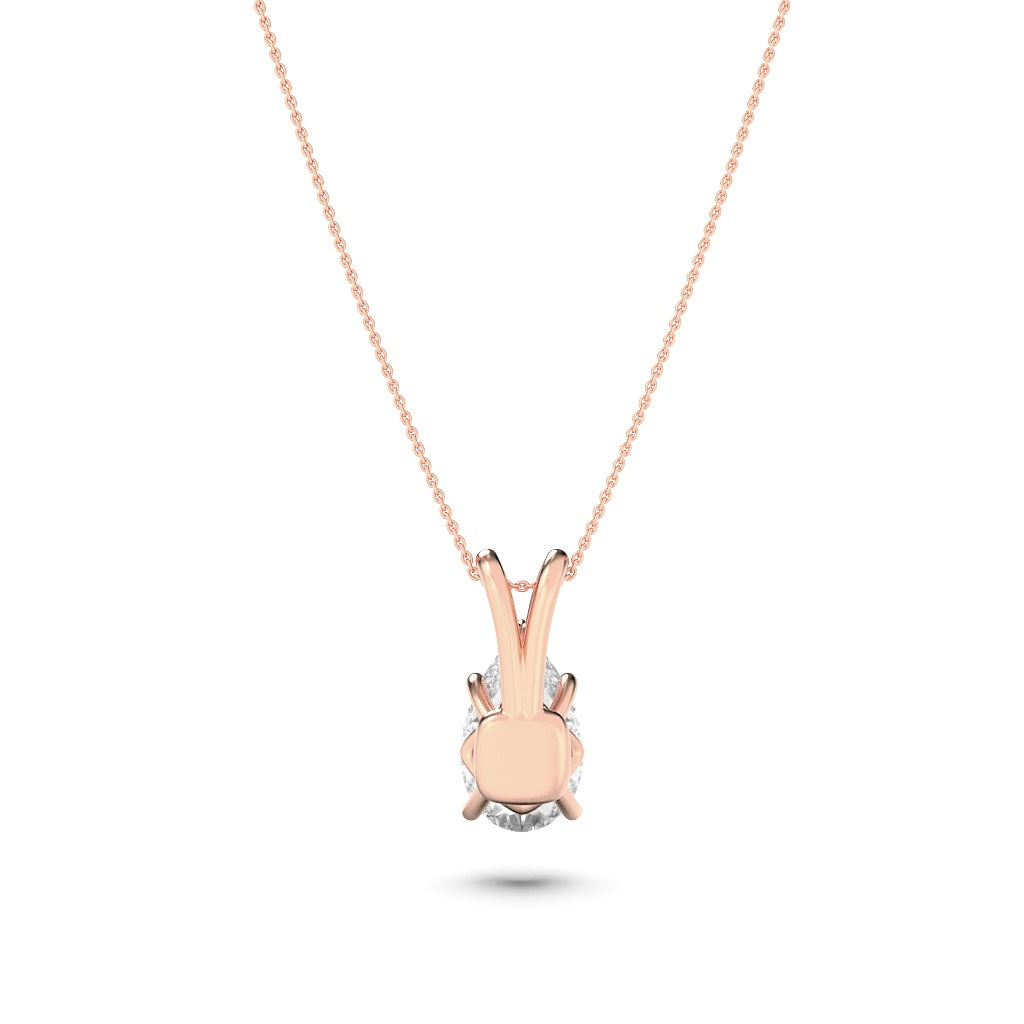 3Cttw Pear Shaped Lab Grown Diamond (F/VS) Split Bale Solitaire Pendant in 14K Gold