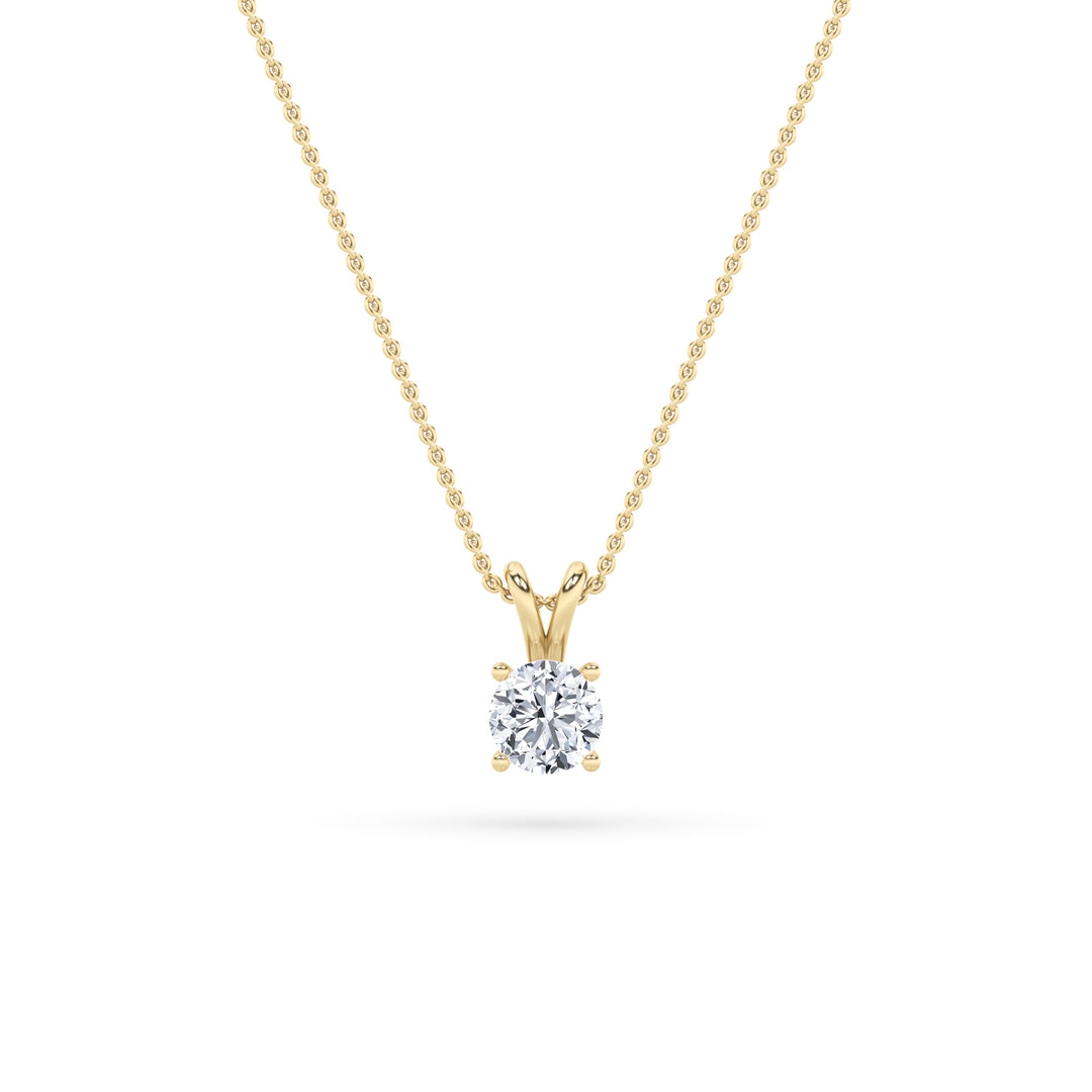 1CTW Round Shaped Lab Grown Diamond (F/VS) Split Bale Solitaire Pendant in 14K Gold