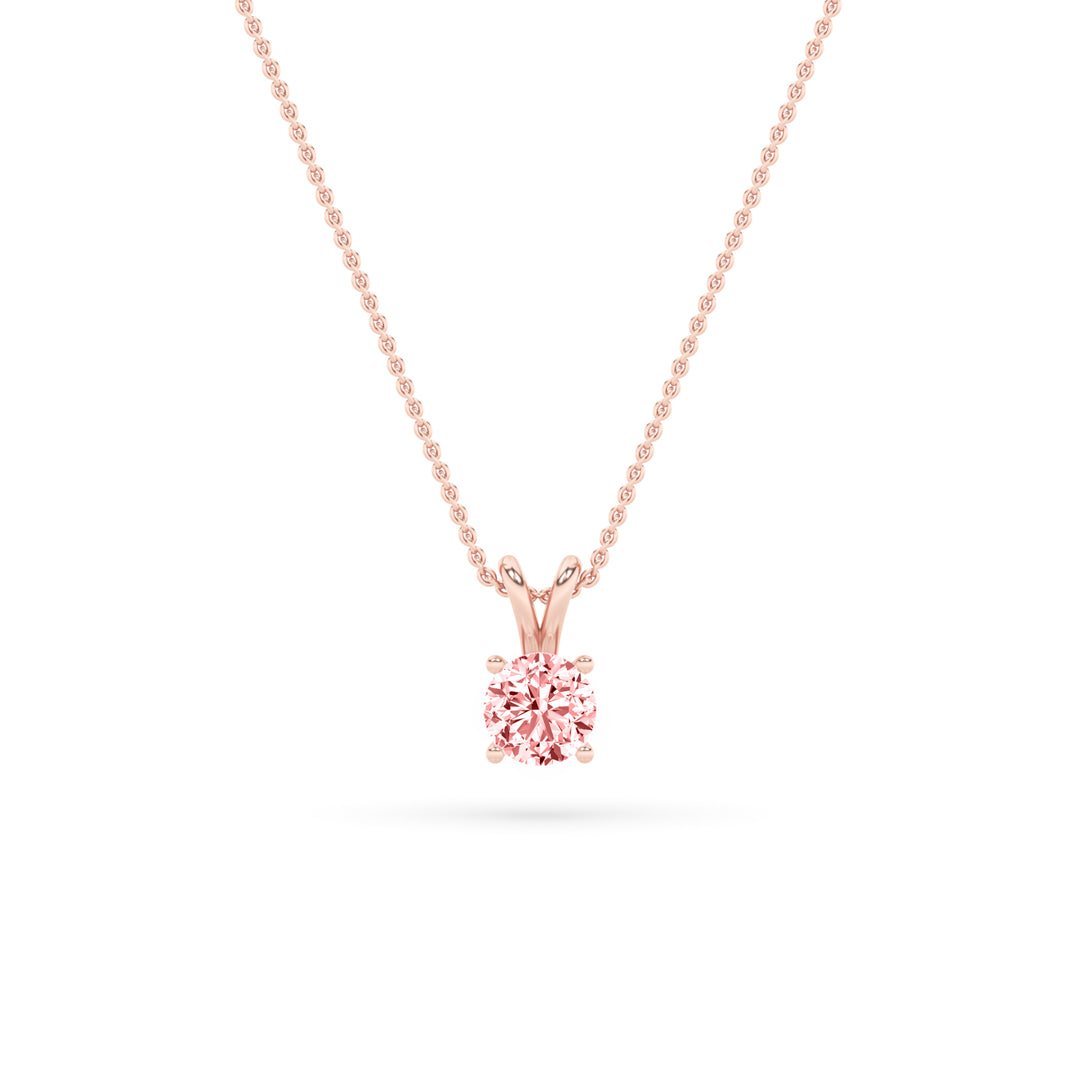 2Cttw Round Shaped Lab Grown Diamond (F/VS) SplitBale Solitaire Pendant in 14K Gold