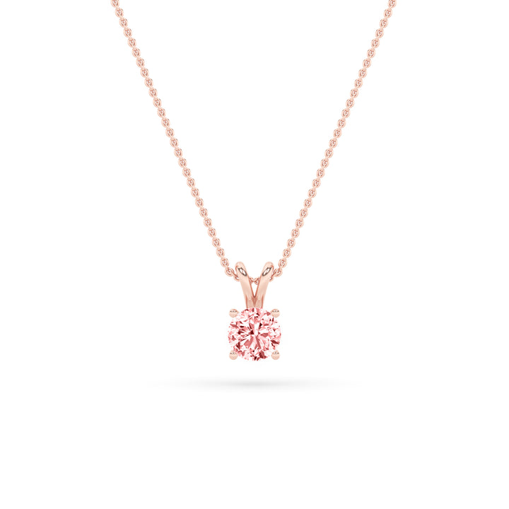 2Cttw Round Shaped Lab Grown Diamond (F/VS) SplitBale Solitaire Pendant in 14K Gold