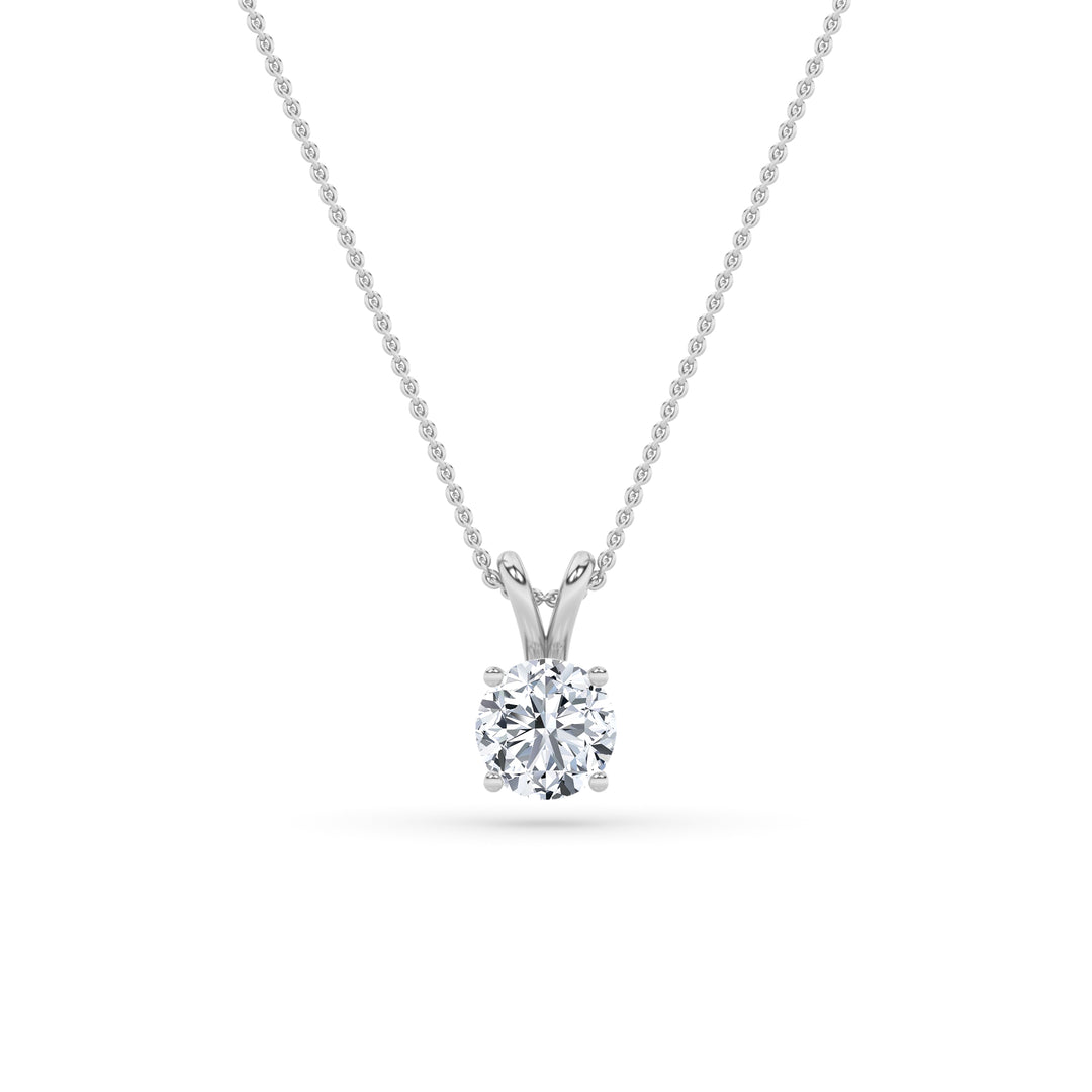 3Cttw Round Shaped Lab Grown Diamond (F/VS) SplitBale Solitaire Pendant in 14K Gold