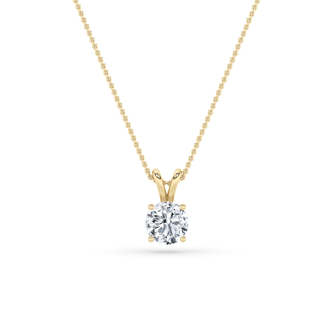 3Cttw Round Shaped Lab Grown Diamond (F/VS) SplitBale Solitaire Pendant in 14K Gold