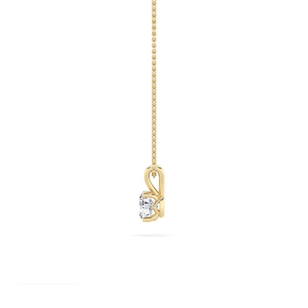 3Cttw Round Shaped Lab Grown Diamond (F/VS) SplitBale Solitaire Pendant in 14K Gold