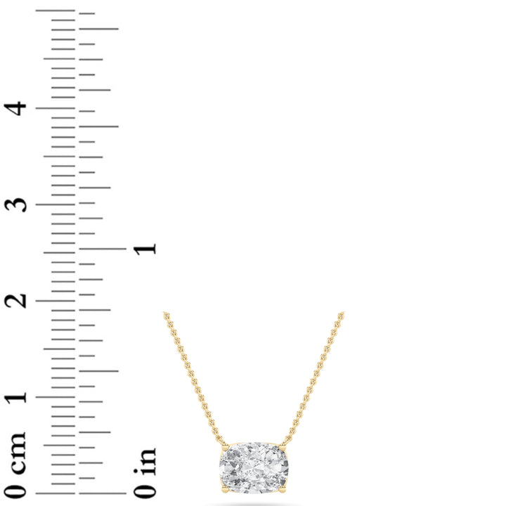 1CTW Elongated Cushion Shaped Lab Grown Diamond (F/VS) East West Solitaire Necklace in 14K Gold