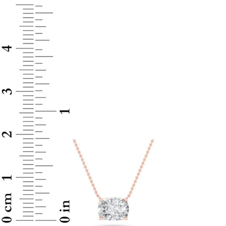 1CTW Elongated Cushion Shaped Lab Grown Diamond (F/VS) East West Solitaire Necklace in 14K Gold