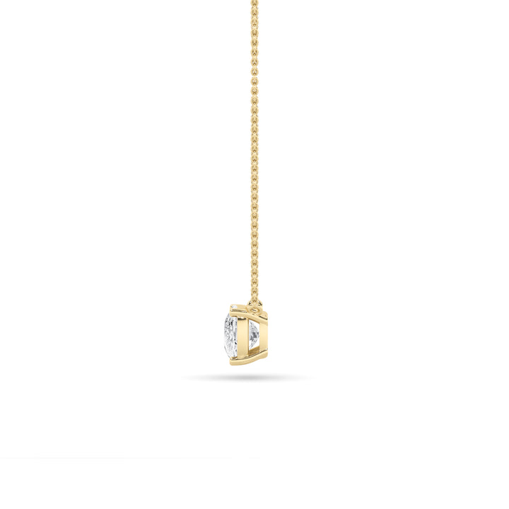 2CTW Elongated Cushion Shaped Lab Grown Diamond (F/VS) East West Solitaire Necklace in 14K Gold