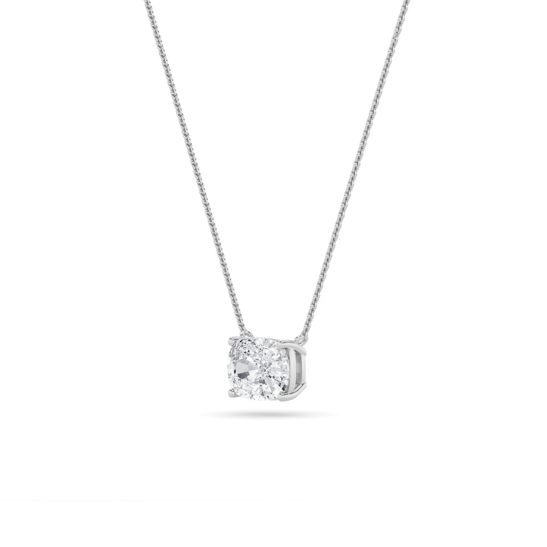 3Cttw Elongated Cushion Shaped Lab Grown Diamond (F/VS) East West Solitaire Necklace in 14K Gold
