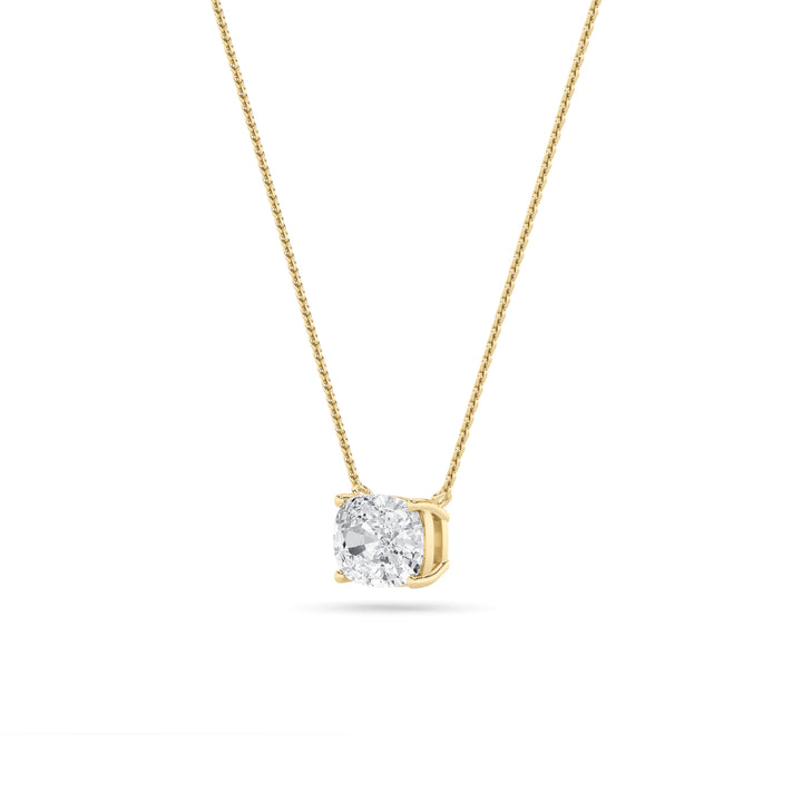 3Cttw Elongated Cushion Shaped Lab Grown Diamond (F/VS) East West Solitaire Necklace in 14K Gold