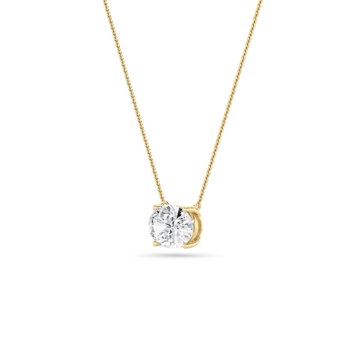3Cttw Oval Shaped Lab Grown Diamond (F/VS) East West Solitaire Necklace in 14K Gold