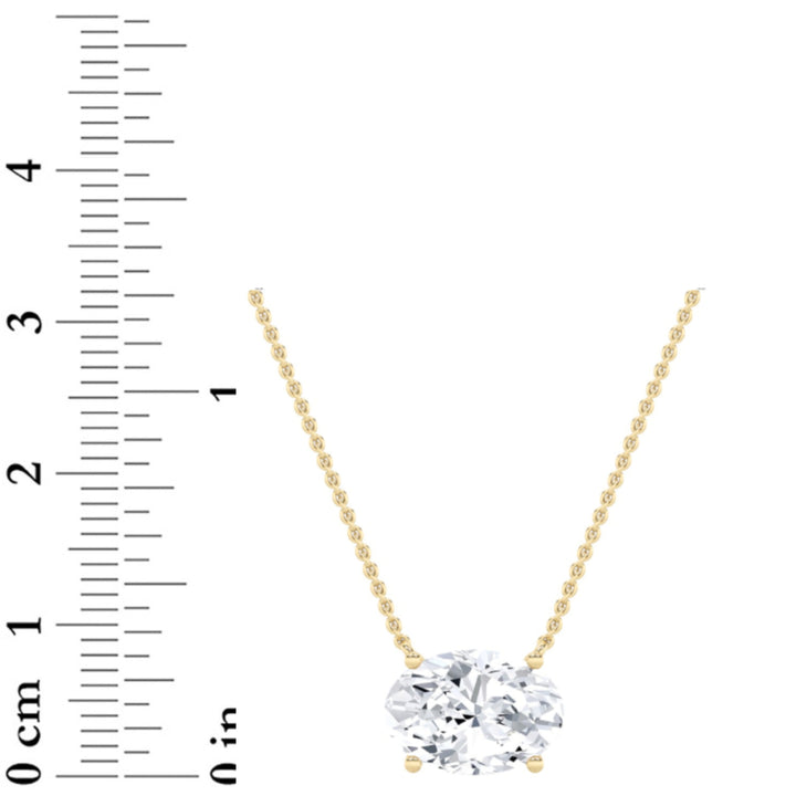 3Cttw Oval Shaped Lab Grown Diamond (F/VS) East West Solitaire Necklace in 14K Gold