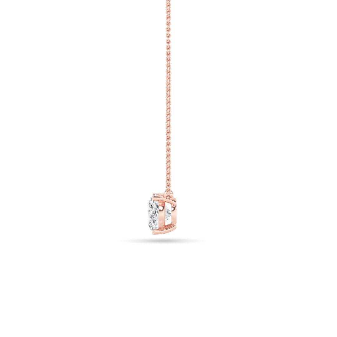 3Cttw Oval Shaped Lab Grown Diamond (F/VS) East West Solitaire Necklace in 14K Gold