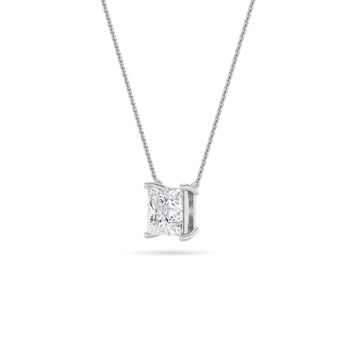 1CTW Princess Shaped Lab Grown Diamond (F/VS) Solitaire Necklace in 14K Gold
