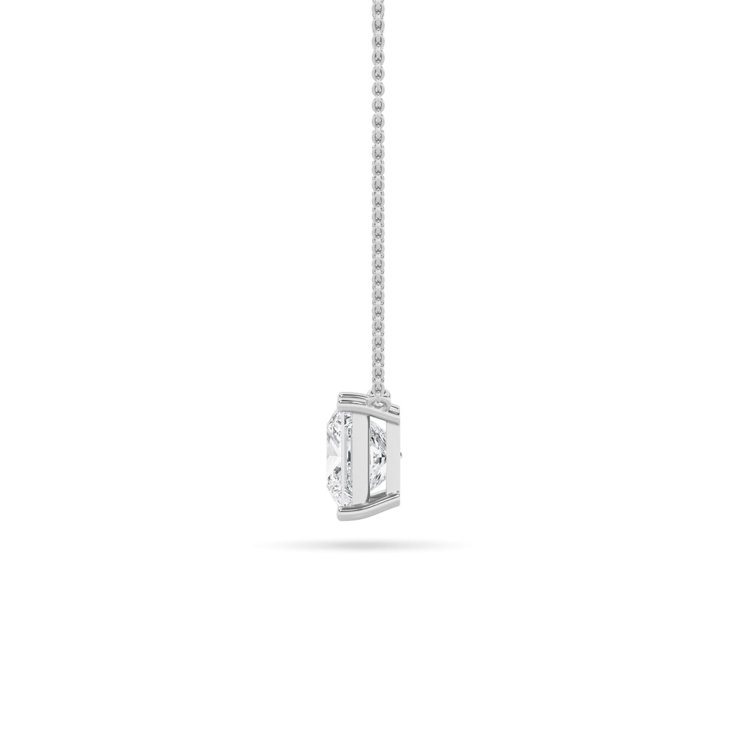 1CTW Princess Shaped Lab Grown Diamond (F/VS) Solitaire Necklace in 14K Gold